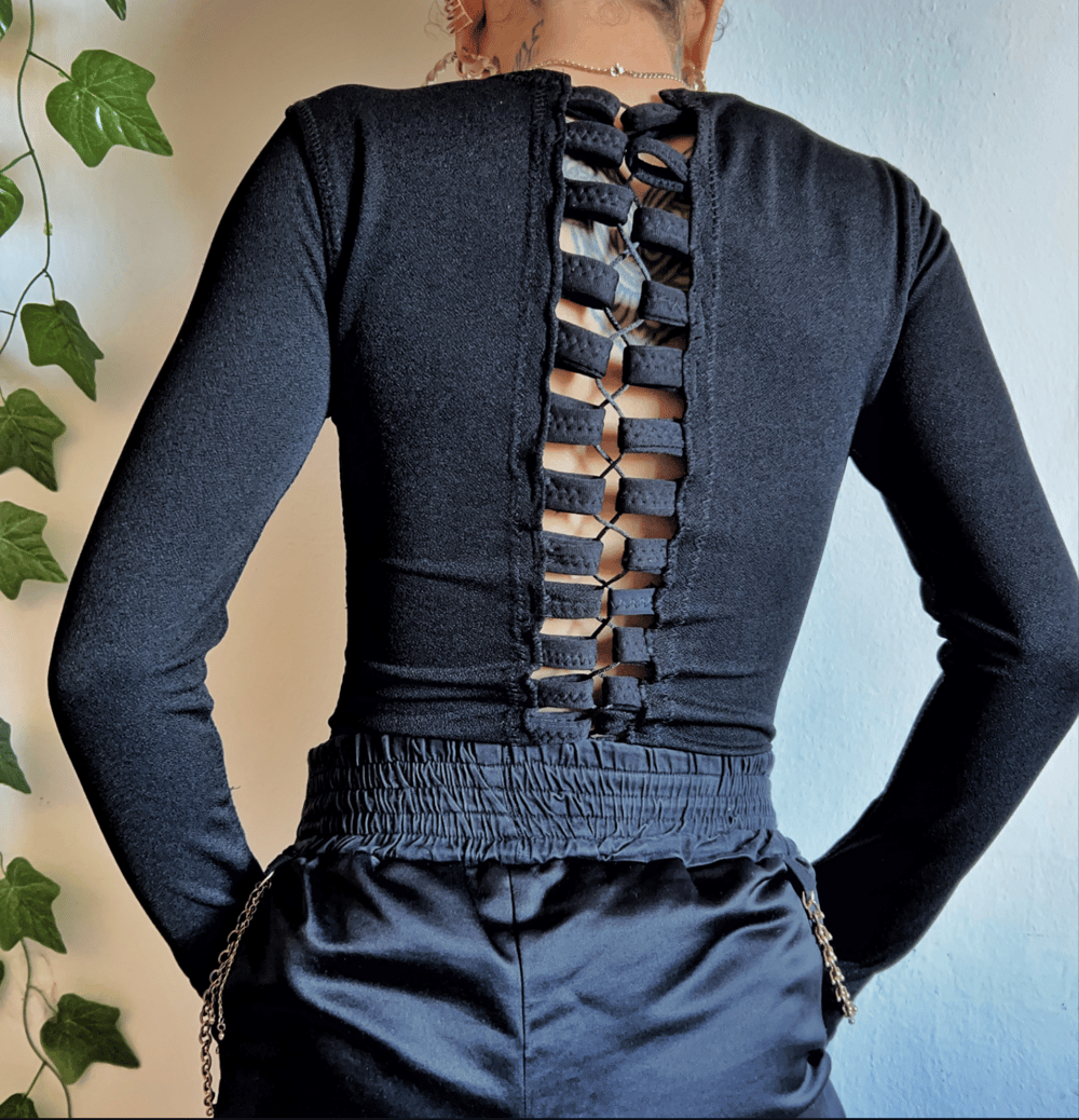 Image of black lycra versatile blouse