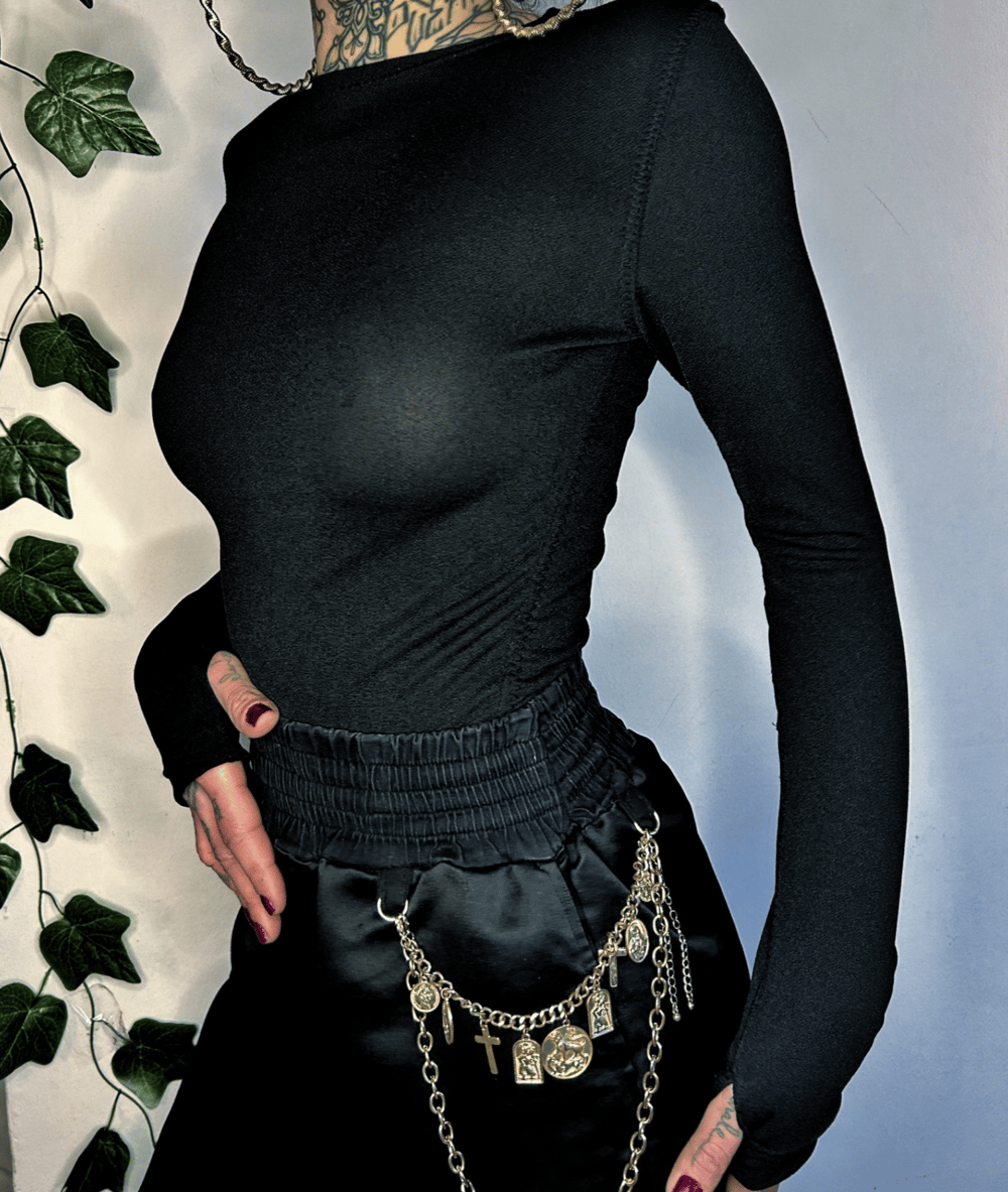 Image of black lycra versatile blouse