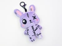 Image 2 of Creepy Cute Gurokawa Kawaii Plush Lavender Bunny Dead Bunny Plush Bag Charm Keychain