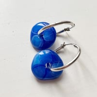 Blue textured Glass Earrings 