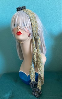 Image 1 of Boho Green and Black Headscarf