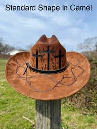 Image 3 of “Crown of Thorns” Three Cross Burned Cowboy Hat