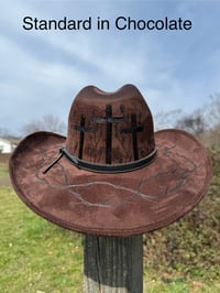 Image 4 of “Crown of Thorns” Three Cross Burned Cowboy Hat