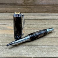 Image 1 of Handmade Buckeye Burl Rollerball Pen with Chrome and Gold Accents