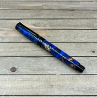 Image 1 of Handcrafted Pine Cone Rollerball Pen in Blue Resin
