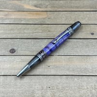Image 1 of Handcrafted Royal Purple Curly Maple Twist Pen in Art Deco Style 
