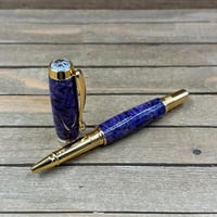Image 1 of Handmade Purple Dyed Black Ash Burl Rollerball Pen