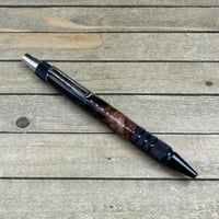 Image 1 of Handcrafted Mesquite Wood Ballpoint Click Pen with Black and Gold Resin