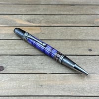 Image 2 of Handcrafted Royal Purple Curly Maple Twist Pen in Art Deco Style 