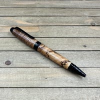 Image 2 of Handmade Spalted English Walnut Ballpoint Pen: Black Chrome Finish