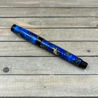 Image 2 of Handcrafted Pine Cone Rollerball Pen in Blue Resin