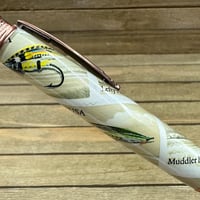 Image 2 of Handmade Fly Fishing Pen made USPS Fly Stamps in Antique Copper