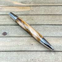 Image 3 of Handmade Plum Reclaimed Wood Ballpoint Pen in Rhodium Hardware 