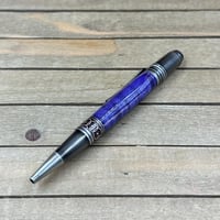 Image 3 of Handcrafted Royal Purple Curly Maple Twist Pen in Art Deco Style 