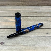 Image 3 of Handcrafted Pine Cone Rollerball Pen in Blue Resin