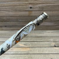 Image 4 of Handmade Fly Fishing Pen with USPS Fly Stamps in Antique Brass