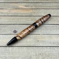 Image 4 of Handmade Spalted English Walnut Ballpoint Pen: Black Chrome Finish