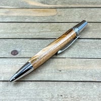 Image 4 of Handmade Plum Reclaimed Wood Ballpoint Pen in Rhodium Hardware 