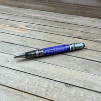 Image 4 of Handcrafted Royal Purple Curly Maple Twist Pen in Art Deco Style 