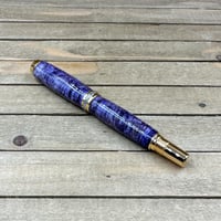 Image 5 of Handmade Purple Dyed Black Ash Burl Rollerball Pen