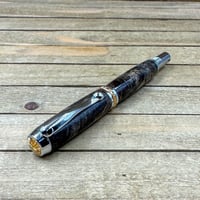 Image 5 of Handmade Buckeye Burl Rollerball Pen with Chrome and Gold Accents