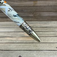 Image 5 of Handmade Fly Fishing Pen with USPS Fly Stamps in Antique Brass
