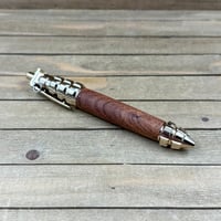 Image 5 of Handcrafted Mesquite Wood Grenade Pen, Gold Accent, Military Gift