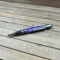 Image 5 of Handcrafted Royal Purple Curly Maple Twist Pen in Art Deco Style 