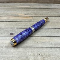 Image 6 of Handmade Purple Dyed Black Ash Burl Rollerball Pen