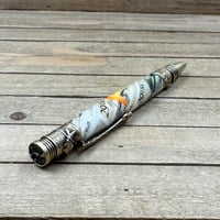 Image 6 of Handmade Fly Fishing Pen with USPS Fly Stamps in Antique Brass