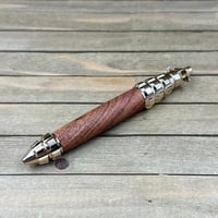 Image 6 of Handcrafted Mesquite Wood Grenade Pen, Gold Accent, Military Gift