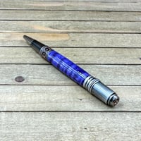 Image 6 of Handcrafted Royal Purple Curly Maple Twist Pen in Art Deco Style 