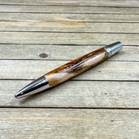 Image 7 of Handmade Plum Reclaimed Wood Ballpoint Pen in Rhodium Hardware 
