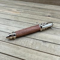 Image 7 of Handcrafted Mesquite Wood Grenade Pen, Gold Accent, Military Gift