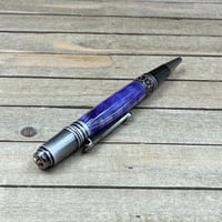 Image 7 of Handcrafted Royal Purple Curly Maple Twist Pen in Art Deco Style 