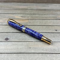 Image 8 of Handmade Purple Dyed Black Ash Burl Rollerball Pen