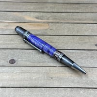 Image 8 of Handcrafted Royal Purple Curly Maple Twist Pen in Art Deco Style 