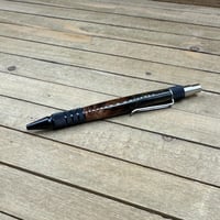 Image 9 of Handcrafted Mesquite Wood Ballpoint Click Pen with Black and Gold Resin