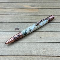Image 10 of Handmade Fly Fishing Pen made USPS Fly Stamps in Antique Copper