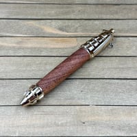 Image 9 of Handcrafted Mesquite Wood Grenade Pen, Gold Accent, Military Gift