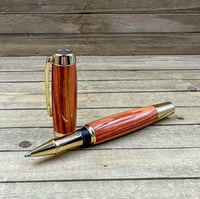 Image 1 of Large Handmade Tulipwood Rollerball Pen with Gold Hardware 
