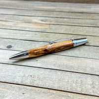 Image 10 of Handmade Plum Reclaimed Wood Ballpoint Pen in Rhodium Hardware 