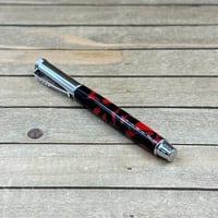 Image 1 of Handmade Red and Black Resin Ballpoint Pen with Chrome Snap Cap Parker Style