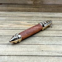 Image 10 of Handcrafted Mesquite Wood Grenade Pen, Gold Accent, Military Gift
