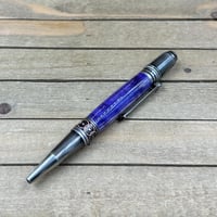 Image 10 of Handcrafted Royal Purple Curly Maple Twist Pen in Art Deco Style 