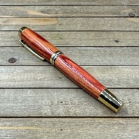 Image 2 of Large Handmade Tulipwood Rollerball Pen with Gold Hardware 