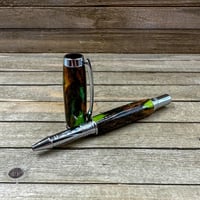 Image 1 of Handcrafted Cholla Cactus Skeleton Rollerball Pen with Candy Apple Green Resin