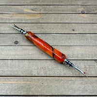 Image 1 of Handcrafted Double Ended Seam Ripper Bright Orange and Black Resin