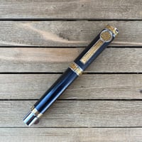 Image 1 of 2000 Year Old Irish Bog Oak Large Rollerball Capped Pen, Celtic Pen