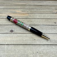Image 1 of Red Rose Laser Inlay Pen – Handcrafted Wood Inlay Ballpoint Pen